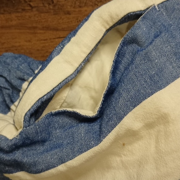 Madewell Blue Cream Stripe Cropped Wide Leg Palazzo Pants MMM - Picture 3 of 5